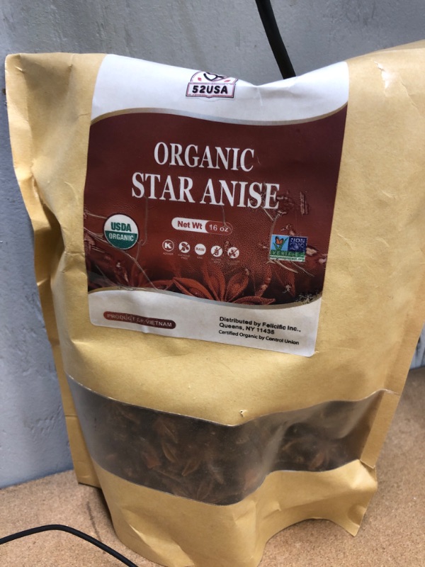 Photo 2 of 52USA Organic Star Anise, 16 Ounce (Pack of 1), NON-GMO Verified Chinese Star Anise Whole, Dried Star Anise Pods for Tea and Baking
