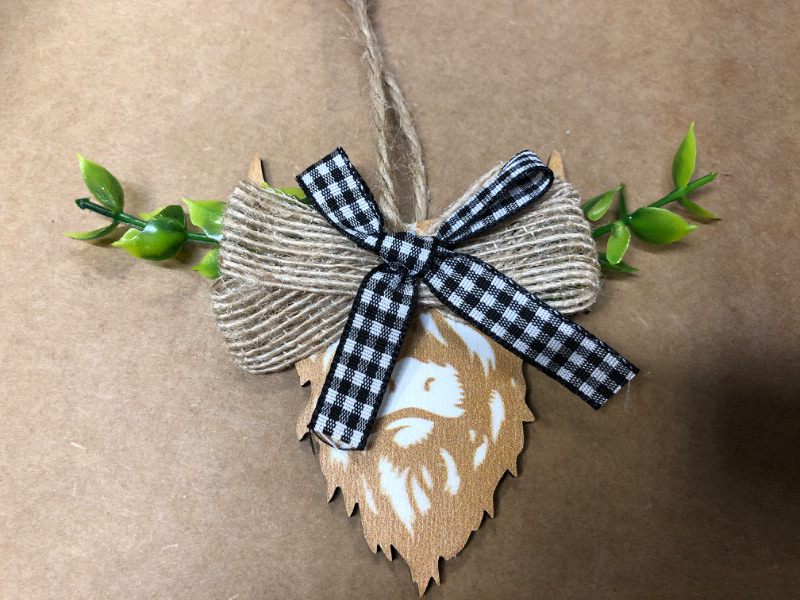 Photo 1 of 24 Pcs Highland Cow Christmas Ornament Christmas Decorations Highland Cow Wooden Ornament Cow Farmhouse Craft Hanging Ornaments For Xmas Trees Door Display Decor (Black White)
