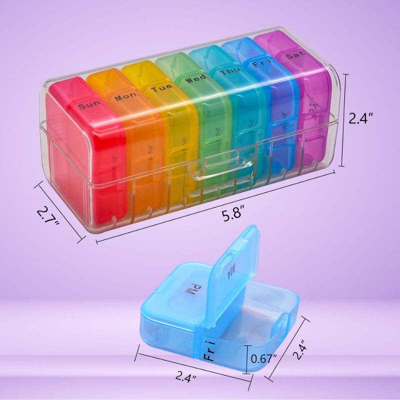 Photo 1 of 7 Day Weekly Pill Organizer Pill Case Pill Box Medicine Storage Travel Size AMPM
