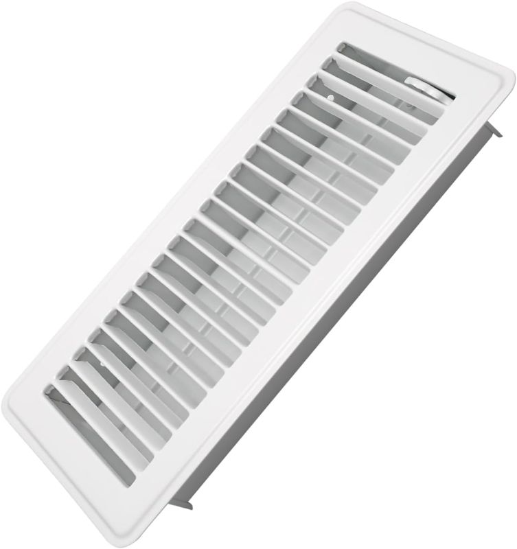 Photo 1 of Howeall 4" x 10" Floor Register - Heavy Duty Steel Walkable Floor Vents - Easy Adjust Air Supply Lever - Vent Covers for Home (White)
