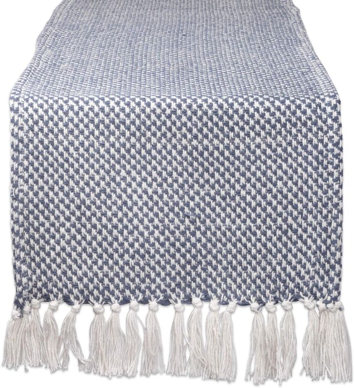 Photo 1 of DII Woven Basics Collection 100% Cotton Knit Table Runner, 15x72, French Blue
