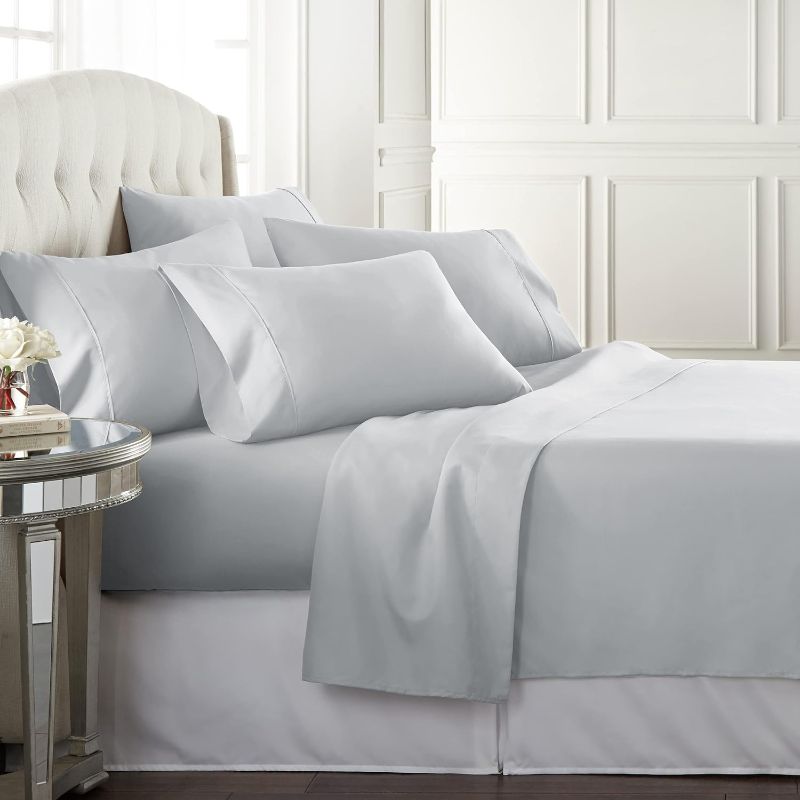 Photo 1 of Danjor Linens California King 6 Piece Sheet Set - Deep Pockets, Breathable Bed Sheets - Wrinkle Free, Machine Washable - Light Grey Cal King Size
