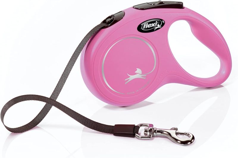 Photo 1 of FLEXI New Classic Retractable Dog Leash (Tape), 16 ft, Small, Pink
