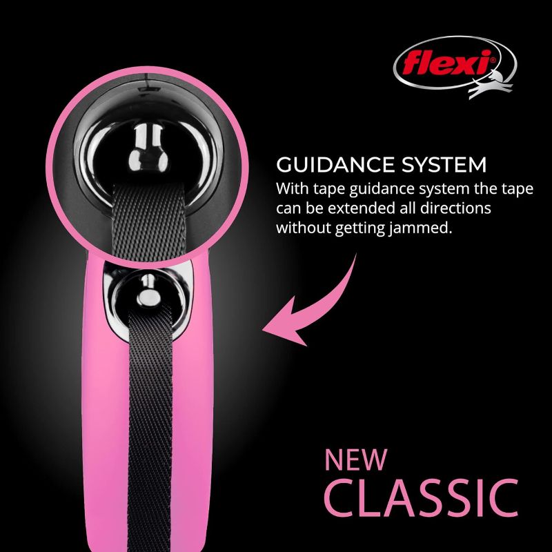 Photo 1 of FLEXI New Classic Retractable Dog Leash (Tape), 16 ft, Small, Pink
