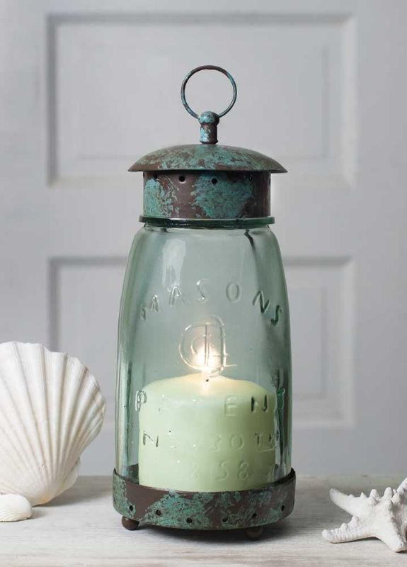 Photo 1 of Colonial Tin Works Mason Jar Candle Lantern,Green
