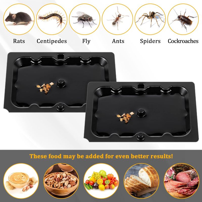 Photo 3 of Qualirey 36 Pack Mouse and Insect Glue Traps, Strong Sticky Mice Traps Indoor for Home, Pre Scented Rodent Traps with Non Toxic Glue for House Garage, Ready to Use, Safe to Children and Pets (Black)
