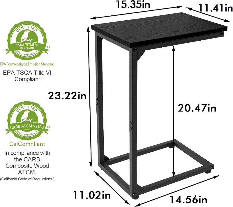 Photo 3 of AMHANCIBLE C Shaped End Table Set of 2, Side Tables for Sofa, Couch Table for Small Space, TV Trays for Living Room Bedroom, Metal Frame,Black HET02CBK
