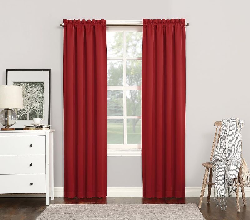 Photo 1 of Sun Zero Easton Energy Saving Blackout Rod Pocket Curtain Panel, 40" x 84", Red
set of 2