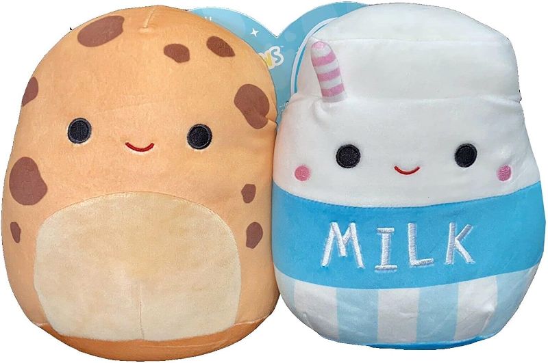 Photo 1 of Squishmallows Oficial Kellytoy Food Squad Plush Toys Soft Plush Animal (8 Inch, Neeona Cookie & Melly Milk Set)
