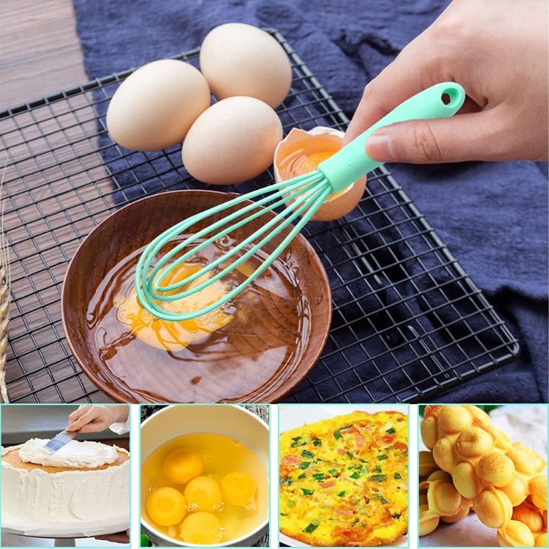 Photo 2 of NCAM 5 Pcs Silicone Whisk for Cooking - Mini Whisk Stainless Steel Dough Whisk, Non Stick Hand Tiny Balloon Wire Whisk, Milk egg Frother for Blending Whisking Beating Stirring Baking
