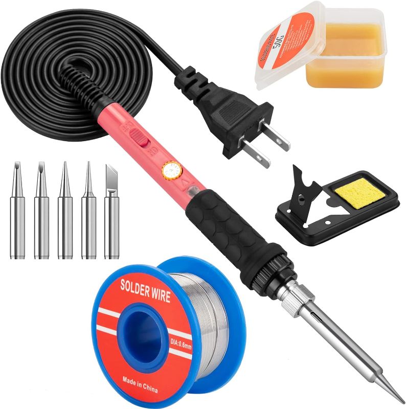 Photo 1 of Soldering Iron Kit, 60W Soldering Iron with Interchangeable Iron Tips, 10-in-1 Adjustable Temperature Soldering Welding Iron Kit for any Hobby Enthusiast 110V US Plug
