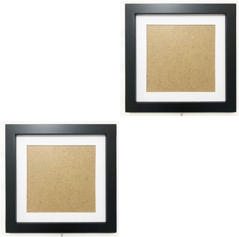 Photo 1 of  Picture Frames with Mat 8x8 Opening Set of 2. Black 6x6 Square Photo Frame. Solid Wood, Plastic Panel. The Protective Film Must be Removed.The Tabletop or The Wall.2 Packs.
