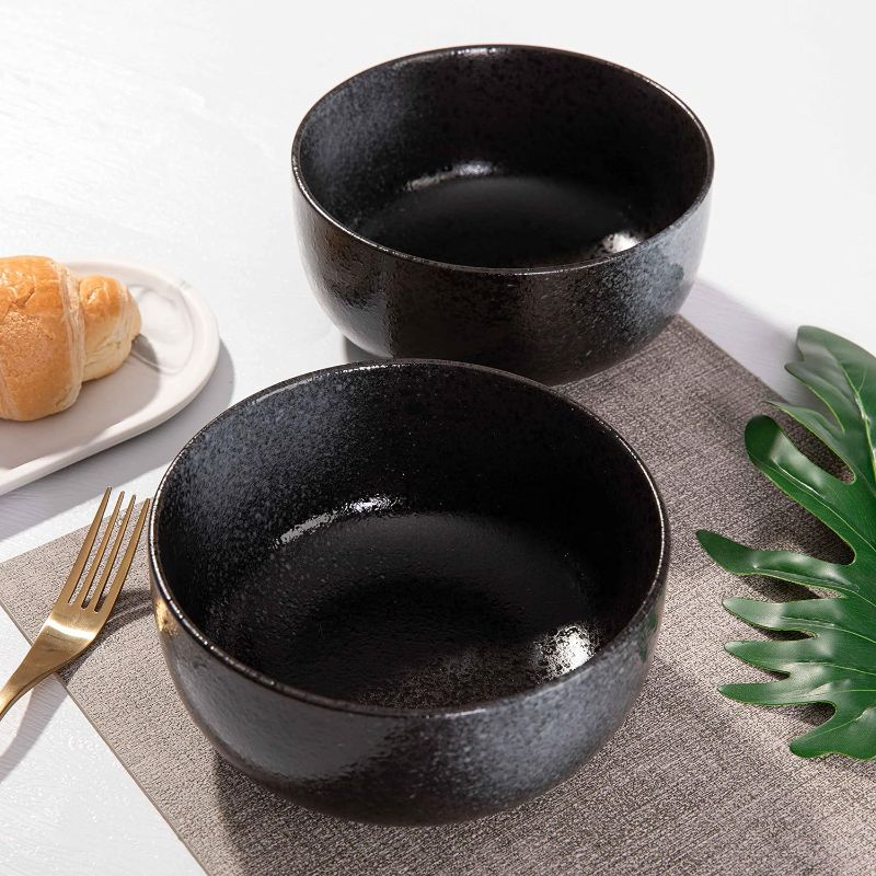 Photo 1 of S&Q'S CERAMICS Soup Bowls - 36 Ounce Ceramic Bowl Set, Kitchen Bowls for Large Cereal, Noodle, Soup, Breakfast, Microwave and Dishwasher Safe, [Set of 4], Black and Grey
