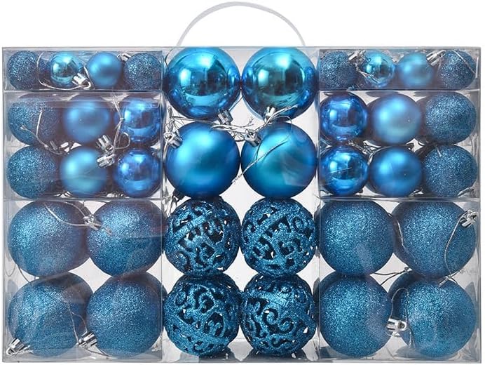 Photo 1 of NJN 100pcs Christmas Ball Ornaments, Shatterproof Christmas Ornaments Set with Hand-held Gift Package for Xmas Tree(Lake Blue)
