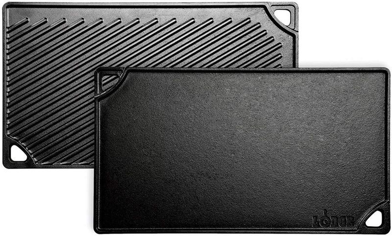 Photo 1 of Lodge LDP3 Cast Iron Rectangular Reversible Grill/Griddle, 9.5-inch x 16.75-inch, Black
