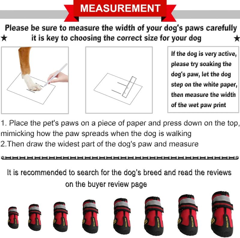 Photo 2 of QUMY Dog Shoes for Large Dogs, Medium Dog Boots & Paw Protectors for Winter Snowy Day, Summer Hot Pavement, Waterproof in Rainy Weather, Outdoor Walking, Indoor Hardfloors Anti Slip Sole Red Size 4
