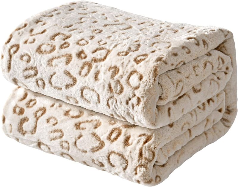 Photo 1 of FY FIBER HOUSE Flannel Fleece Throw Blanket, Lightweight Cozy Plush Microfiber Bedspreads for Adults,90"X90",Brown Leopard

