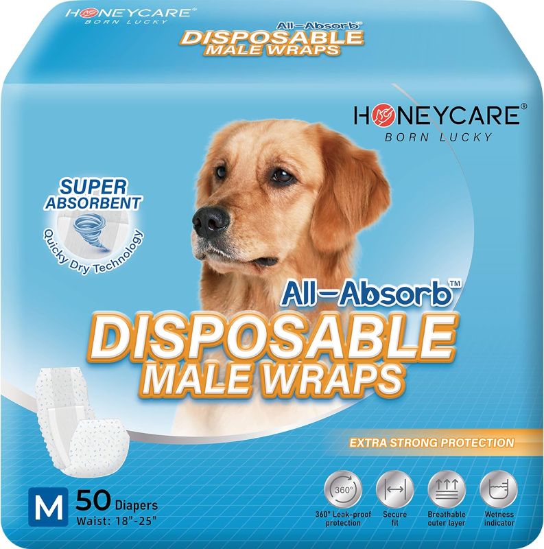 Photo 1 of All-Absorb A25 Male Dog Wrap, 50 Count, Medium, White
