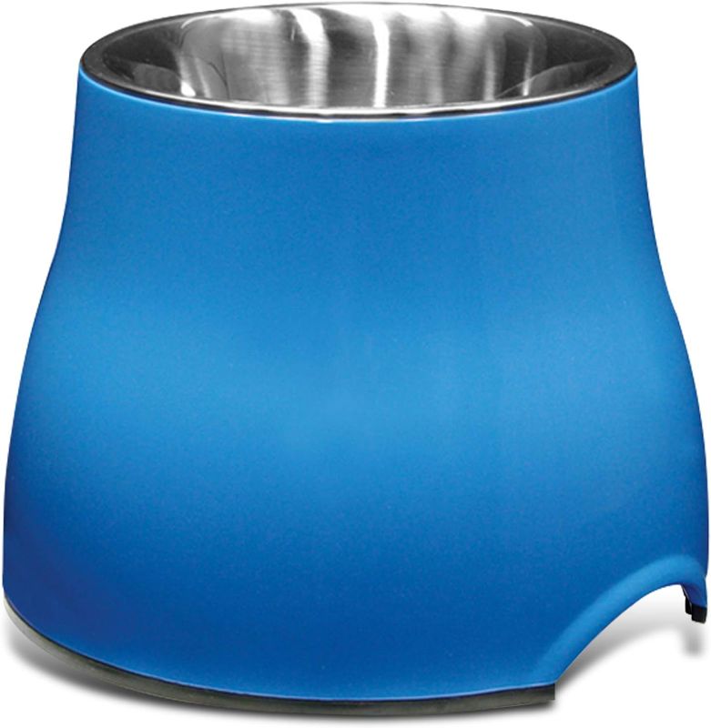 Photo 1 of Dogit Elevated Dog Bowl, Stainless Steel Dog Food and Water Bowl for Small Dogs, Blue, 73743
