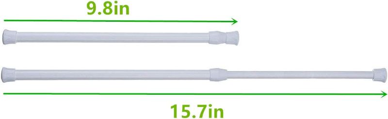 Photo 2 of Cupboard Bars Tension Rods, 6 Pack Spring Tensions Rods 9.8 to 15.7 Inches Steel Adjustable Tension Curtain Rod Shower Rod Closet Rod Window Rods (White)
