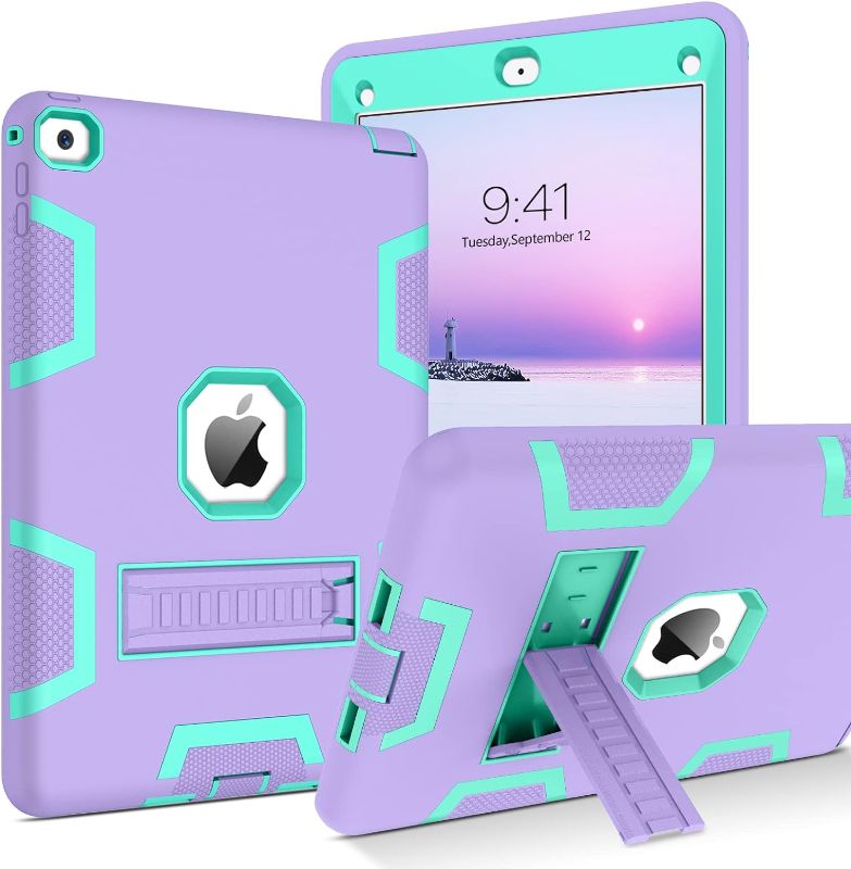 Photo 1 of BENTOBEN iPad Air 2 Case, iPad Air 2nd Generation Case, 3 in 1 Heavy Duty Rugged Shockproof Kickstand Protective Kids Girls Women Boys Men Tablet Cover for iPad Air 2 A1566 A1567 (2014), Purple/Green
