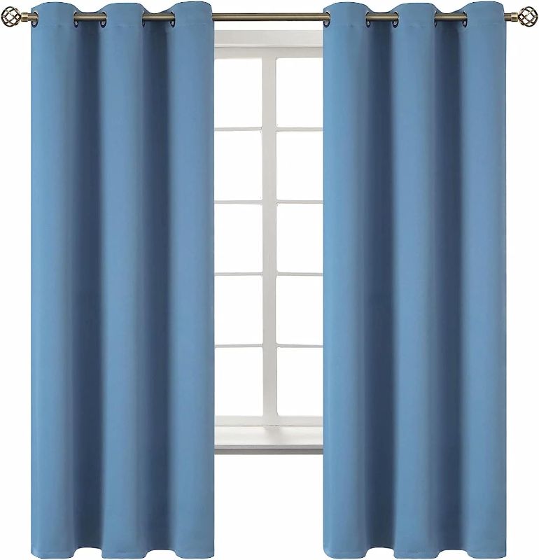 Photo 1 of BGment Blackout Curtains for Bedroom - Grommet Thermal Insulated Room Darkening Curtains for Living Room, Set of 2 Panels (42 x 63 Inch, Faded Denim)
