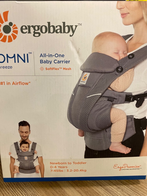 Photo 2 of Ergobaby Omni 360 Classic All-Position Baby Carrier for Newborn to Toddler with Lumbar Support (7-45 Pounds), Pearl Grey, One Size (Pack of 1)
