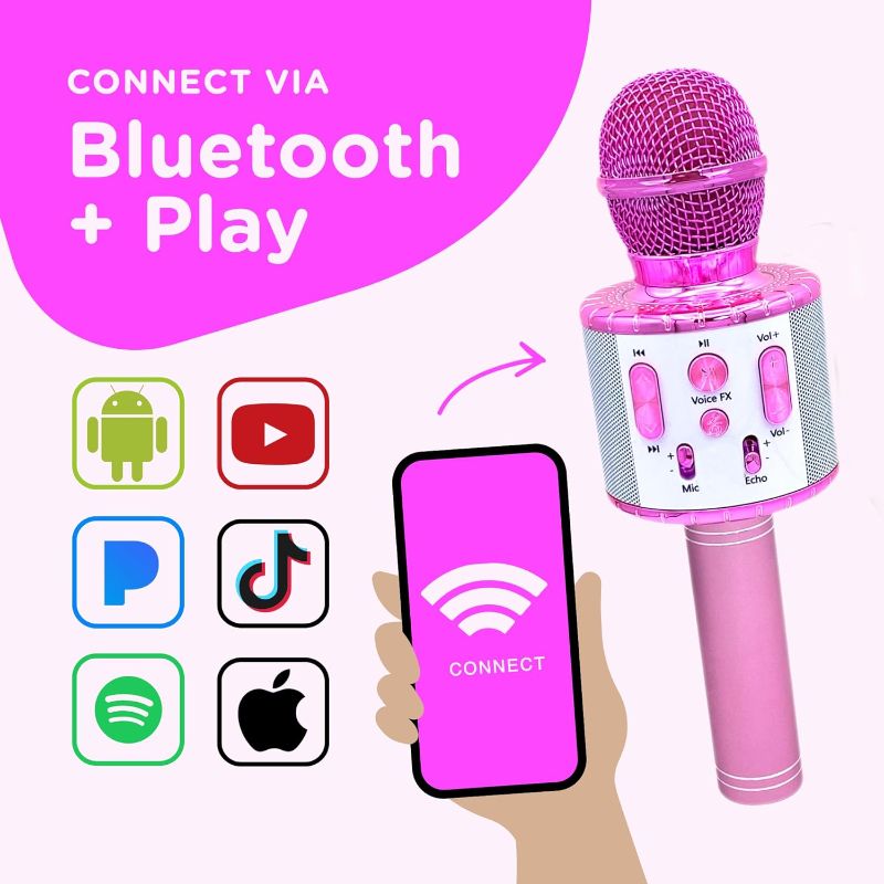 Photo 2 of Move2Play, Kids Karaoke Microphone | Personalize with Jewel Stickers | Birthday Gift for Girls, Boys & Toddlers | Girls Toy Ages 3, 4-5, 6, 7, 8+ Years Old
