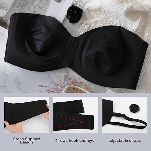 Photo 2 of sheroine Strapless Push up Plus Size Seamless Bra Underwire Convertible Smoothing Unpadded Support Large Breasts Bras
