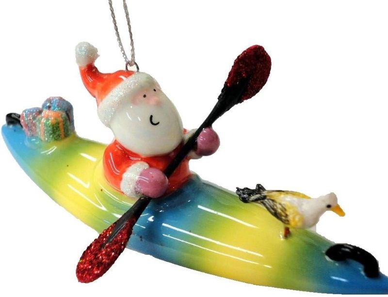 Photo 1 of Cape Shore Santa on a Kayak Resin Christmas Ornament
