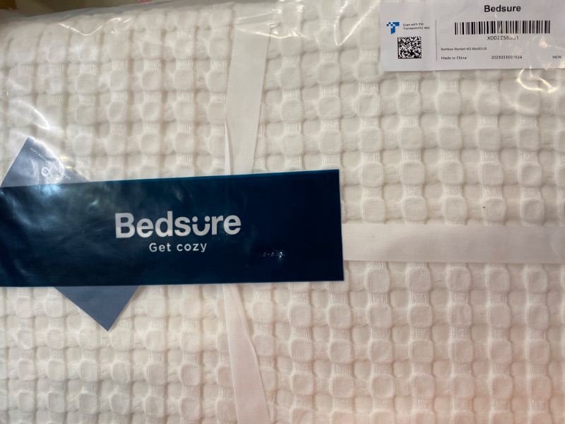 Photo 3 of Bedsure Cooling Cotton Waffle Twin XL Blanket - Lightweight Breathable Blanket of Rayon Derived from Bamboo for Hot Sleepers, Luxury Throws for Bed, Couch and Sofa, Ivory, 66x90 Inches
