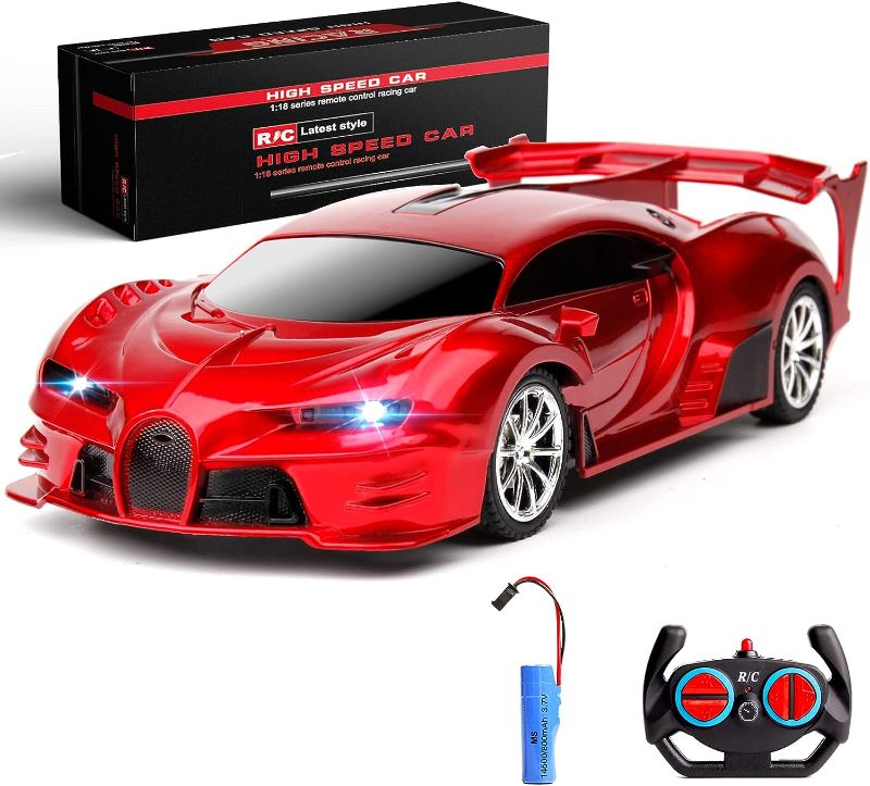 Photo 1 of KULARIWORLD Remote Control Car 2.4Ghz Rechargeable High Speed 1/18 RC Cars Toys for Boys Girls Vehicle Racing Hobby with Headlight Christmas Birthday Gifts for Kids (Red)
