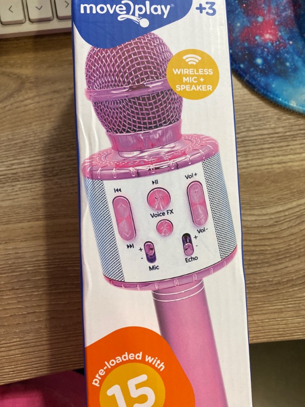 Photo 2 of Move2Play, Kids Karaoke Microphone | Personalize with Jewel Stickers | Birthday Gift for Girls, Boys & Toddlers | Girls Toy Ages 3, 4-5, 6, 7, 8+ Years Old
