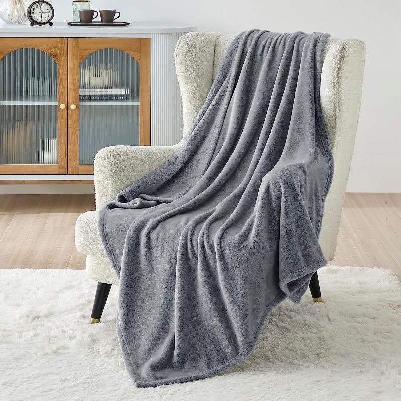 Photo 1 of Bedsure Grey Fleece Blanket 50x70 Blanket - 300GSM Soft Lightweight Plush Cozy Blankets for Bed, Sofa, Couch, Travel, Camping
