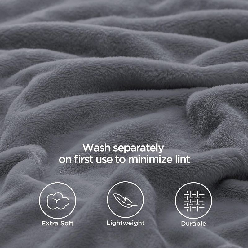 Photo 2 of Bedsure Grey Fleece Blanket 50x70 Blanket - 300GSM Soft Lightweight Plush Cozy Blankets for Bed, Sofa, Couch, Travel, Camping
