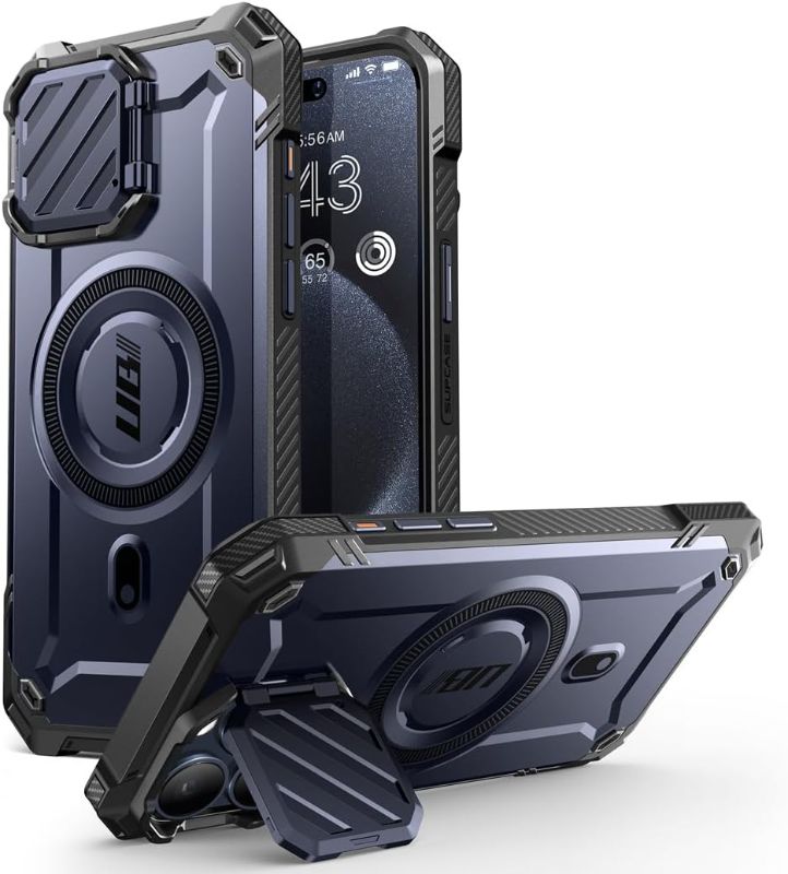 Photo 1 of SUPCASE UBMag XT for iPhone 15 Pro Max Case 6.7" with Camera Cover, [Compatible with MagSafe] Heavy Duty Rugged Case with Built-in Kickstand (Mountain)
