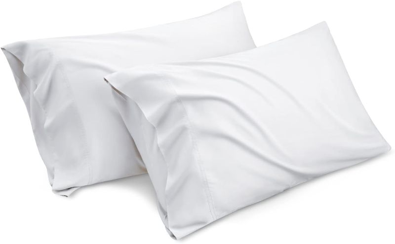 Photo 1 of Bedsure Cooling Pillow Cases Queen - Rayon Derived from Bamboo White Pillowcase Size Set of 2, Silky Soft & Breathable Pillow Cover with Envelope Closure, Gifts for Men or Women, 20x30 Inches
