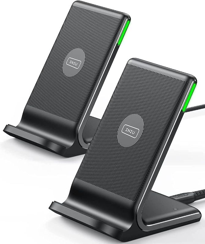 Photo 1 of [2-Pack] Wireless Charger, INIU 15W Qi-Certified Fast Wireless Charging Stand with Sleep-Friendly Adaptive Light Compatible with iPhone 15 14 13 12 11 Pro XR XS Plus Samsung Galaxy S21 S20 Note 20 etc
