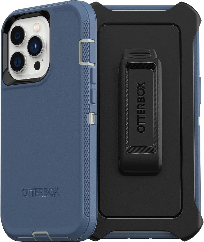 Photo 1 of OtterBox iPhone 13 Pro (ONLY) Defender Series Case - FORT BLUE, Rugged & Durable, with Port Protection, Includes Holster Clip Kickstand
