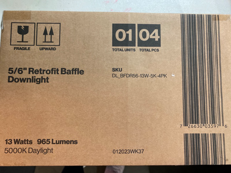 Photo 2 of Sunco Lighting 4 Pack Retrofit LED Recessed Lighting 6 Inch, 5000K Daylight, Dimmable Can Lights, Baffle Trim, 13W=75W, 965LM, Damp Rated - Energy Star
