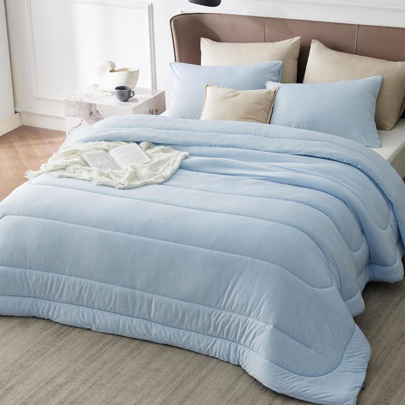 Photo 1 of Bedsure Queen Comforter Set - Cooling and Warm Bed Set, ICY Blue Reversible All Season Cooling Comforter, 3 Pieces, 1 Queen Size Comforter (88"x88") and 2 Pillow Cases (20"x26")

