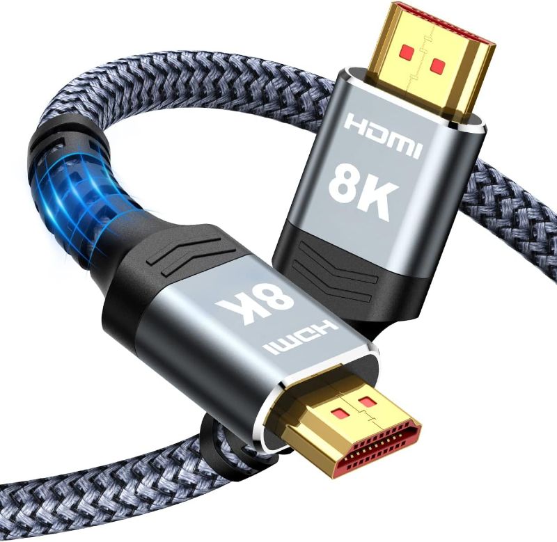 Photo 1 of Highwings 8K@60 HDMI Cable 10FT/3M, 48Gbps 2.1 High Speed HDMI Braided Nylon 4K120 144Hz RTX 3090 eARC HDR10 4:4:4 HDCP 2.2&2.3 Compatible for PS5, PS4, UHD TV and PC
