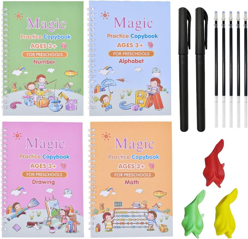 Photo 1 of Reusable Magic Practice Copybook - Handwriting Practice for Kids 3-8, Groovd Writing Workbooks, Learning Handwriting Tools Kit and Magical Pen Refills (Medium Size)
