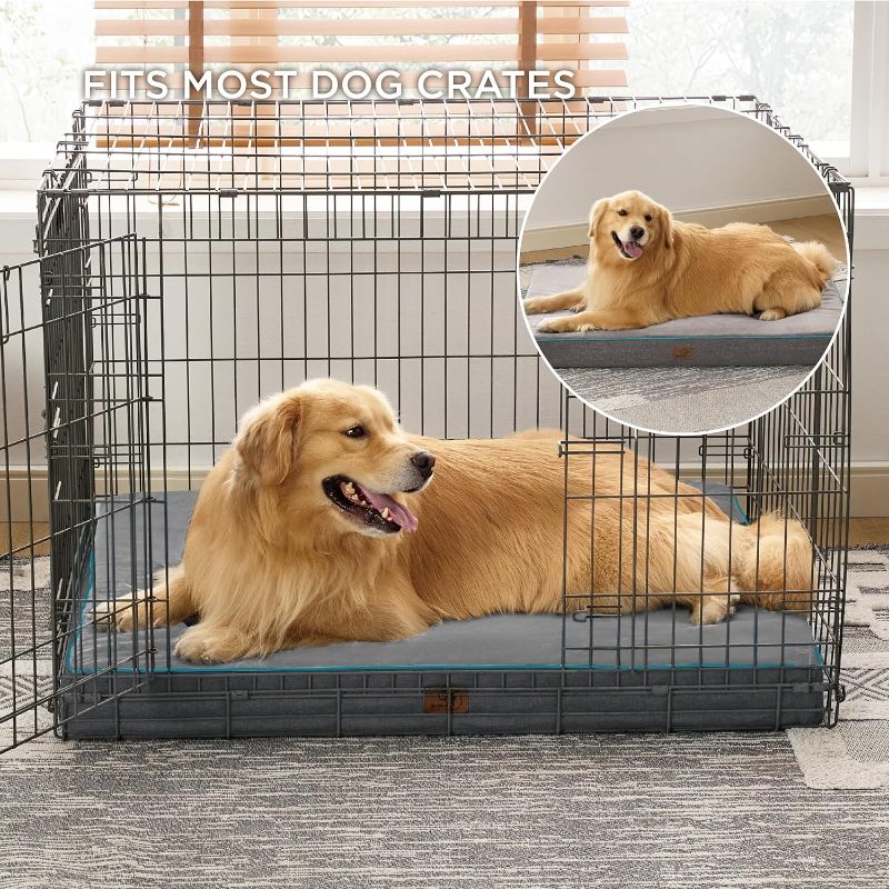 Photo 3 of Bedsure Memory Foam Extra Large Plus Dog Bed - Orthopedic Waterproof Dog Bed for Crate with Removable Washable Cover and Nonskid Bottom - Plush Flannel Fleece Top Pet Bed, Grey
