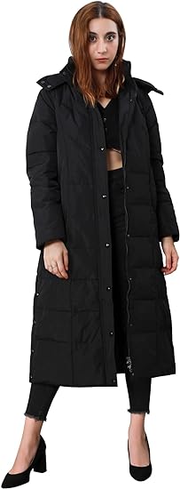Photo 1 of chouyatou Women's Winter Over Knee Removable Hooded Maxi Long Puffer Down Coat
