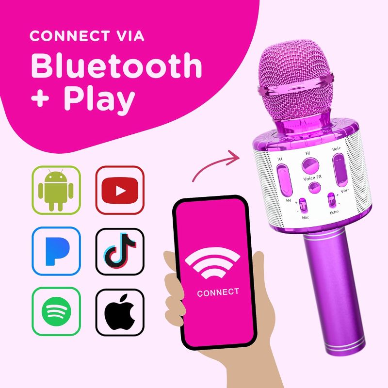 Photo 2 of Move2Play, Kids Karaoke Microphone | Includes Bluetooth & 15 Pre-Loaded Nursery Rhymes | Birthday Gift for Girls, Boys & Toddlers | Girls Toy Ages 2, 3, 4-5, 6+ Years Old
