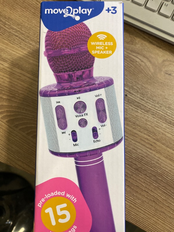 Photo 3 of Move2Play, Kids Karaoke Microphone | Includes Bluetooth & 15 Pre-Loaded Nursery Rhymes | Birthday Gift for Girls, Boys & Toddlers | Girls Toy Ages 2, 3, 4-5, 6+ Years Old
