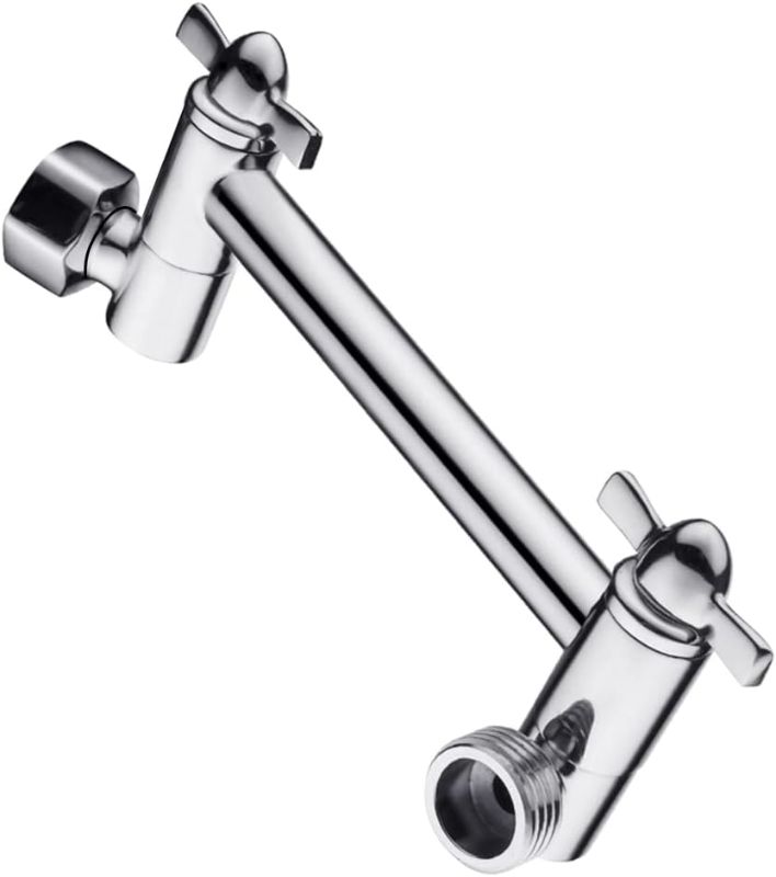 Photo 1 of BRIGHT SHOWERS Brass Shower Arm Extender for Rain and Handheld Shower Head, 5 Inch Universal Shower Head Extension Arm, Height & Angle Adjustable, Chrome
