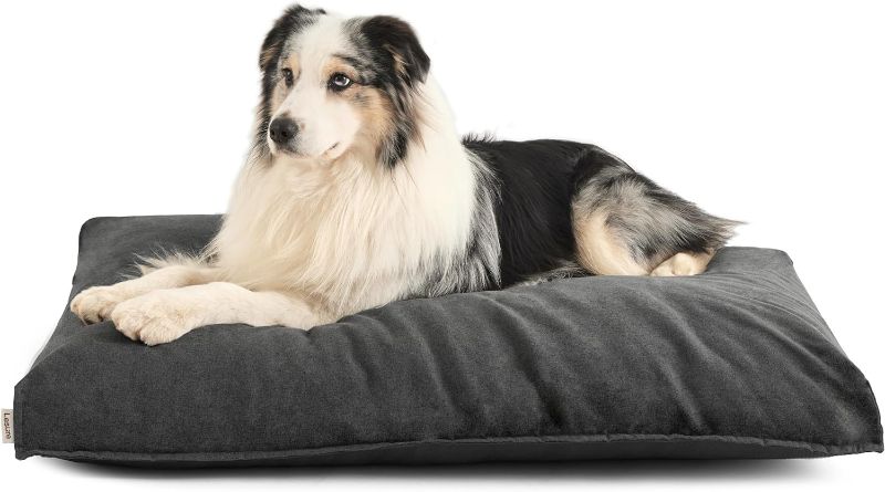 Photo 1 of Lesure Dog Bed for Crate - Shredded Chopped Foam Dog Mat for Extra Large Dogs, Pet Mattress with Waterproof Washable Faux Linen Cover, Grey
