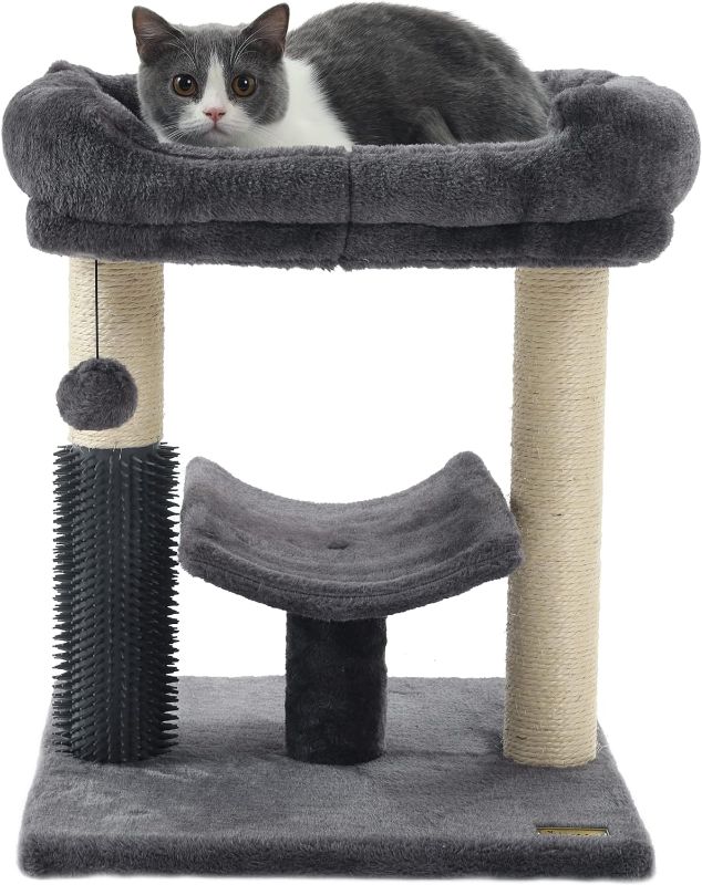 Photo 1 of Hoopet cat Tree Tower,cat Scratching Post for Indoor Cats,Featuring with Super Cozy Perch,Cat Self Groomer and Interactive Dangling Ball Great for Kittens and Cats
